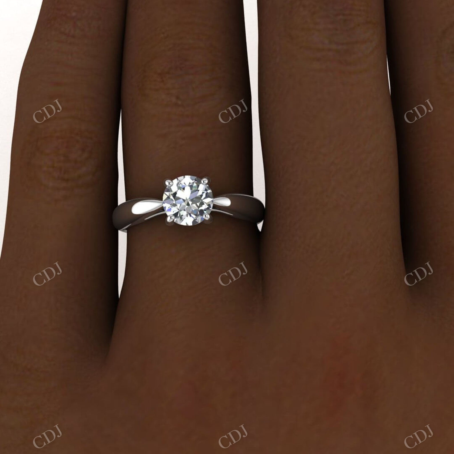 Solid White Gold Tapered Band Solitaire Engagement Ring  customdiamjewel   