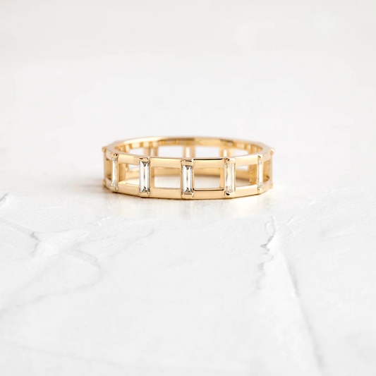 Baguette Cut Natural Diamond Wedding Band  customdiamjewel 10KT Yellow Gold VVS-EF