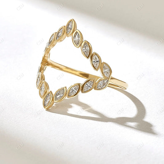 0.36CTW Marquise Bezel Split Shank Lab Grown Diamond Ring  customdiamjewel 10KT Yellow Gold VVS-EF