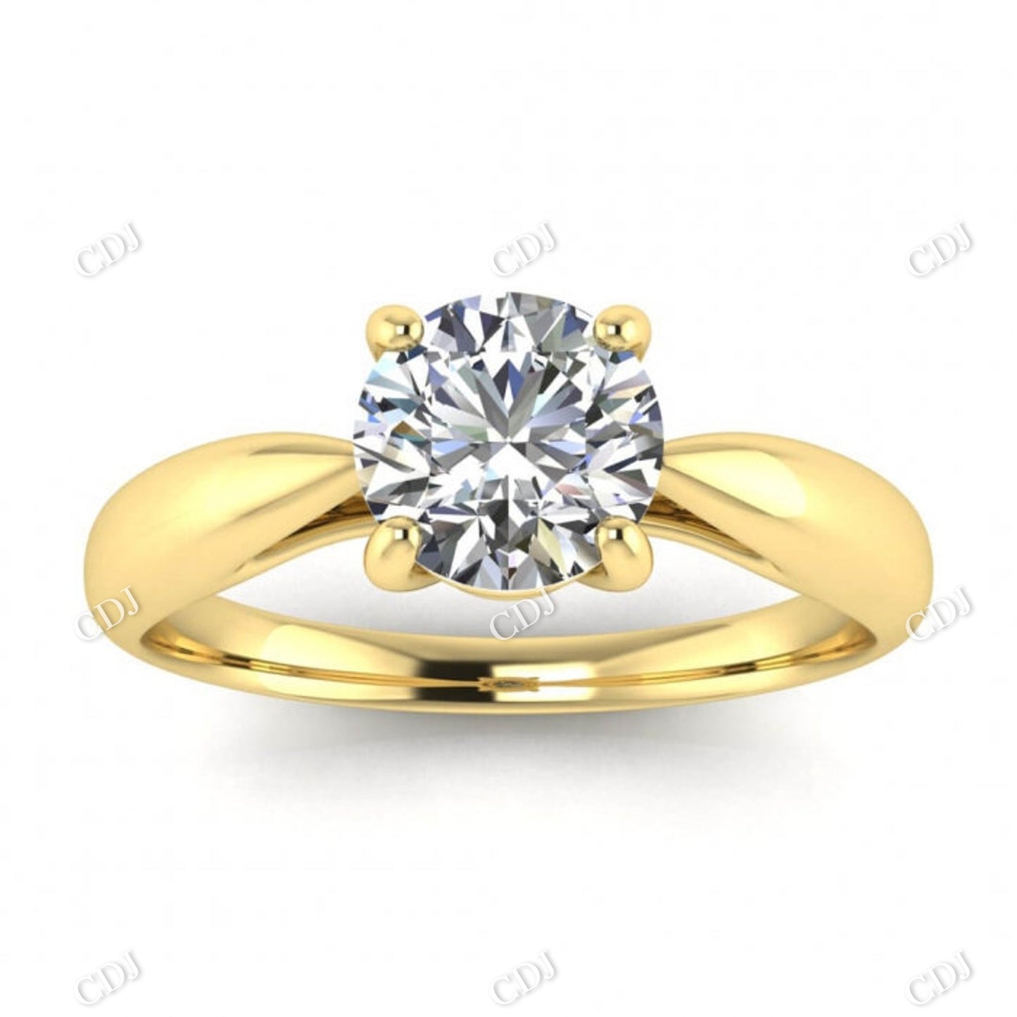 Solid White Gold Tapered Band Solitaire Engagement Ring  customdiamjewel 10KT Yellow Gold VVS-EF
