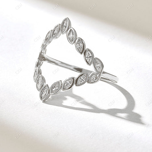 0.36CTW Bezel Diamond Split Marquise Engagement Ring  customdiamjewel 10KT White Gold VVS-EF