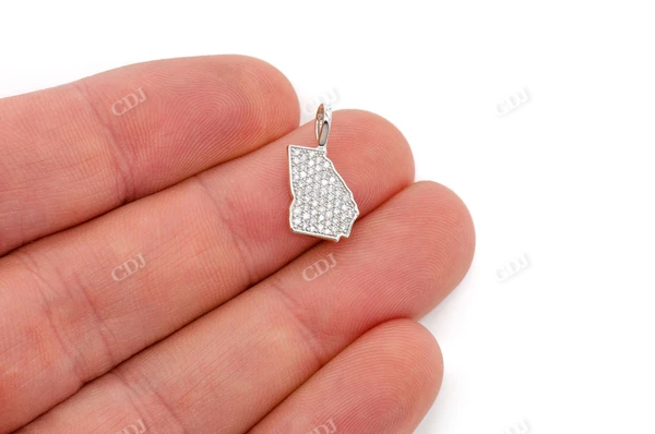 Diamond Georgia State White Gold Iced Out Pendant customdiamjewel