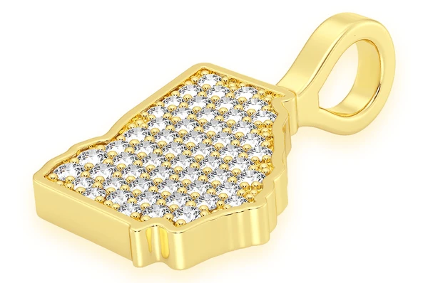 Diamond Georgia State White Gold Iced Out Pendant customdiamjewel