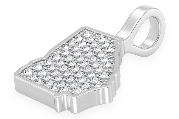 Diamond Georgia State White Gold Iced Out Pendant customdiamjewel