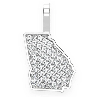 Diamond Georgia State White Gold Iced Out Pendant customdiamjewel