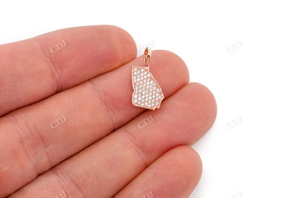 Diamond Georgia State White Gold Iced Out Pendant customdiamjewel