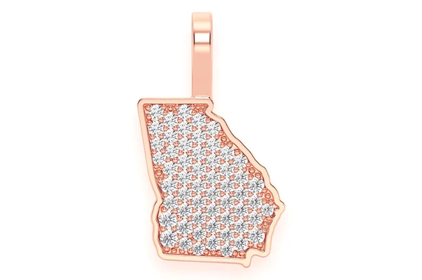Diamond Georgia State White Gold Iced Out Pendant customdiamjewel