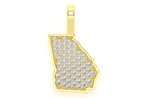 Diamond Georgia State White Gold Iced Out Pendant customdiamjewel