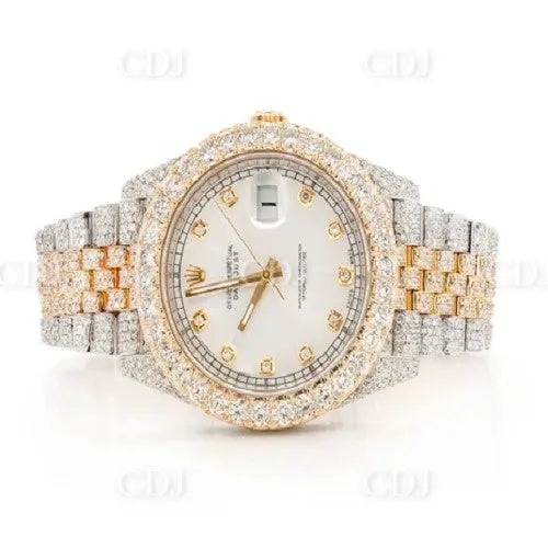 41MM Round Dial Ice Out Rolex Watch (20.43CTW) customdiamjewel