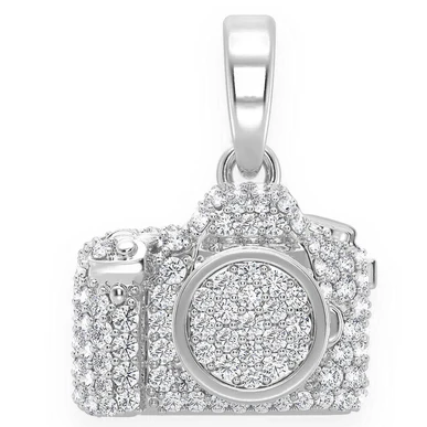 Cluster Diamond Camera Gold Iced Out Pendant customdiamjewel