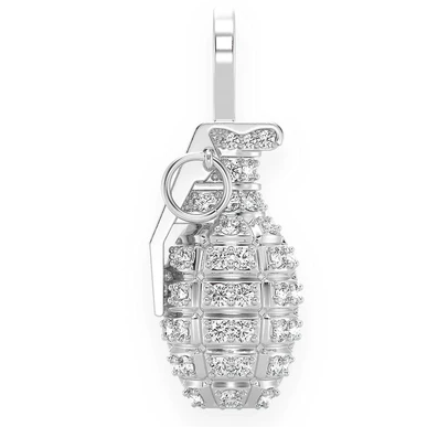 Diamond Grenade White Gold Iced Out Pendant customdiamjewel