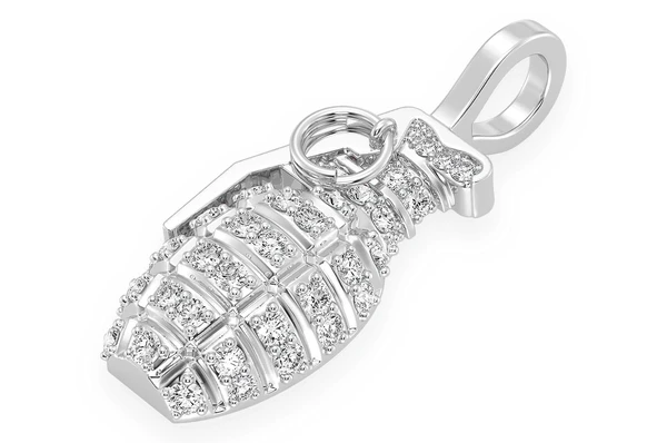 Diamond Grenade White Gold Iced Out Pendant customdiamjewel