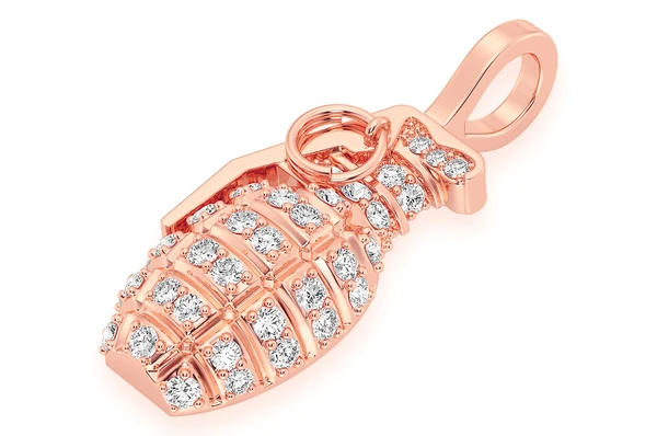 Diamond Grenade White Gold Iced Out Pendant customdiamjewel