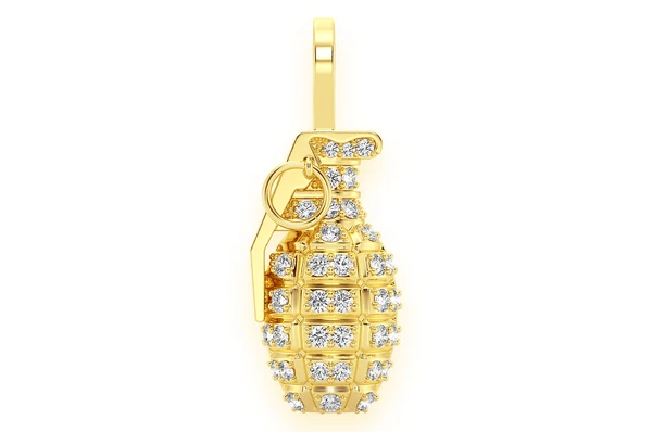 Diamond Grenade White Gold Iced Out Pendant customdiamjewel