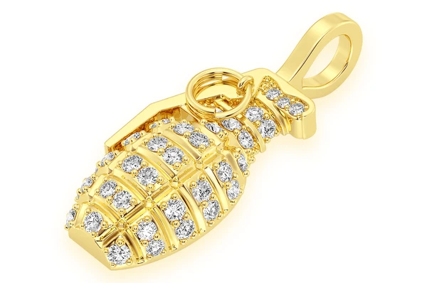 Diamond Grenade White Gold Iced Out Pendant customdiamjewel