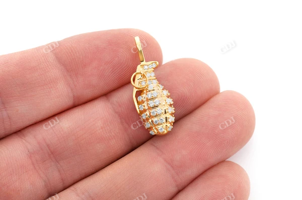 Diamond Grenade White Gold Iced Out Pendant customdiamjewel