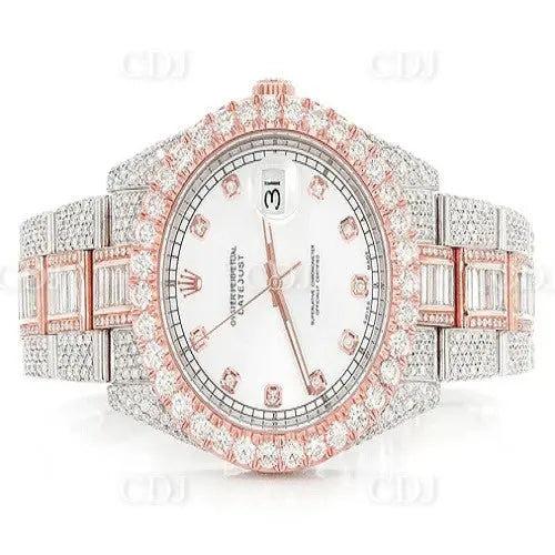 41MM Rose White Rolex Customized Diamond Watch (22.16CTW) customdiamjewel