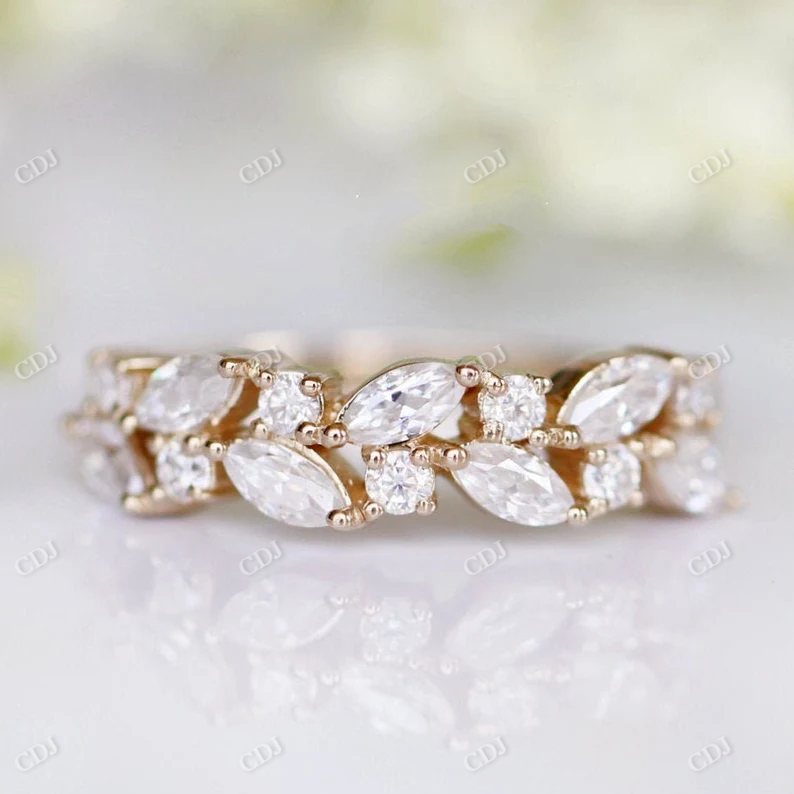1.10CTW Round And Marquise Lab Grown Diamond Wedding Band  customdiamjewel 10KT Rose Gold VVS-EF