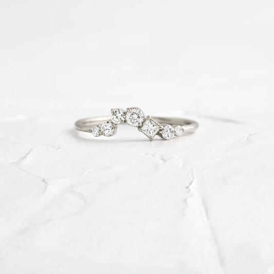 Natural Diamond Asscher & Round Cut Wedding Band  customdiamjewel 10KT White Gold VVS-EF