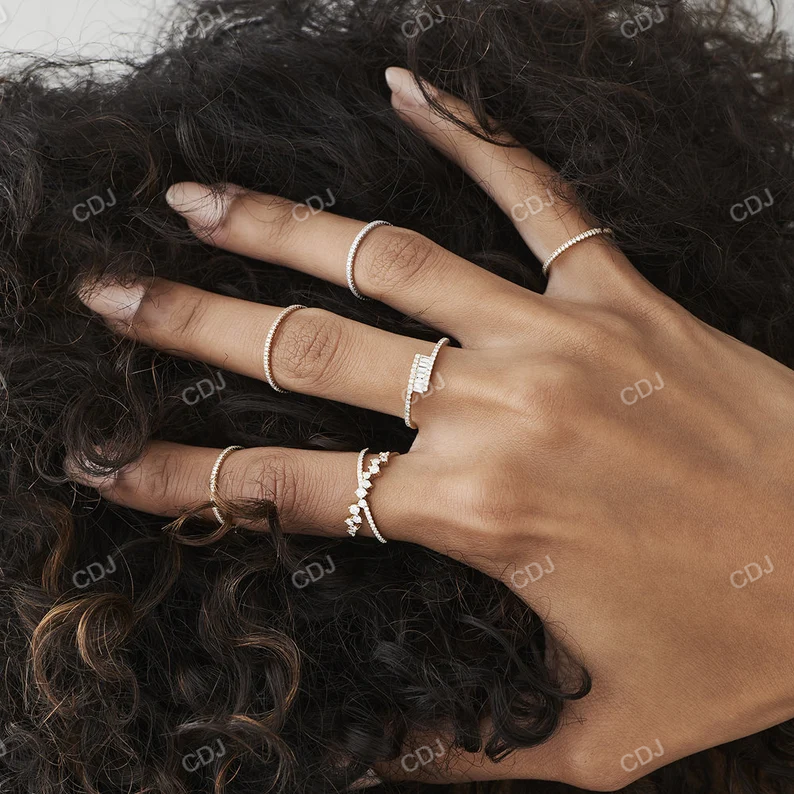 0.30CTW Cross Over Baguette Lab grown Diamond Wedding Band  customdiamjewel   