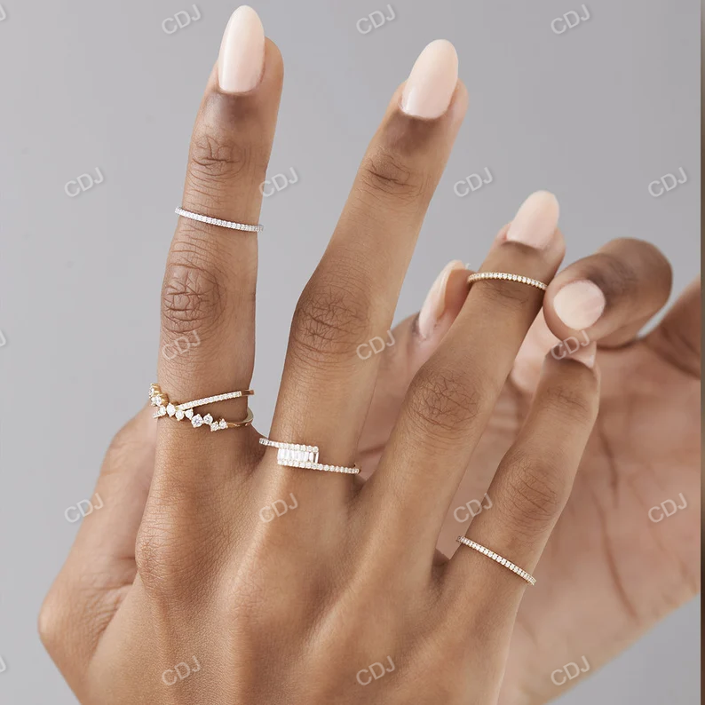 0.30CTW Cross Over Baguette Lab grown Diamond Wedding Band  customdiamjewel   