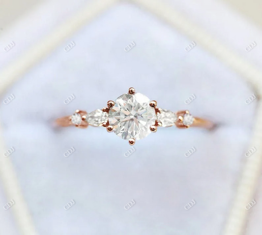 5 Stone Round Cut Moissanite Rose Gold Engagement Ring  customdiamjewel 10KT Rose Gold VVS-EF