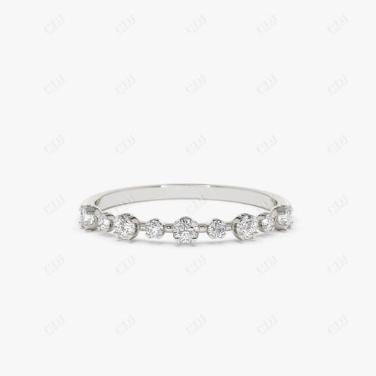0.18CTW Dainty Lab Grown Diamond Wedding Band  customdiamjewel 10KT White Gold VVS-EF