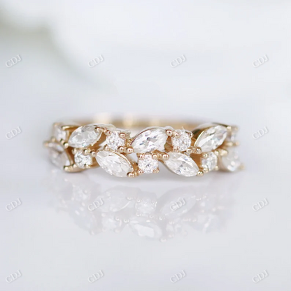 18K Gold Marquise And Round Diamond Cluster Wedding Band