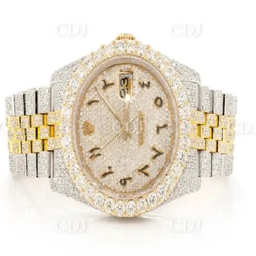 Iced Out Two Tone Rolex Hip Hop Moissanite Watch (12.54CTW) customdiamjewel