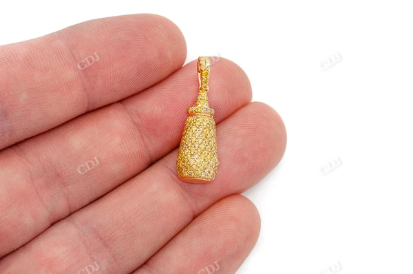 0.90CTW Round Diamond Mustard Bottle Pendant  customdiamjewel   