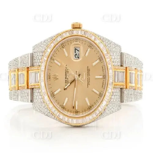 High Quality Two Tone Iced Out Rolex Diamond Watch (18.90CTW) customdiamjewel