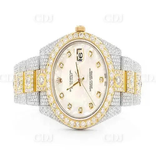 Iced Out Round Moissanite Two Tone Men Watch (24.66CTW) customdiamjewel