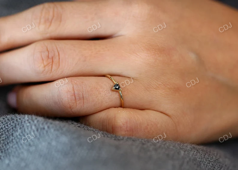 0.11CTW Rose Cut Lab Grown Diamond Black Onyx Gemstone Solitaire Ring  customdiamjewel   