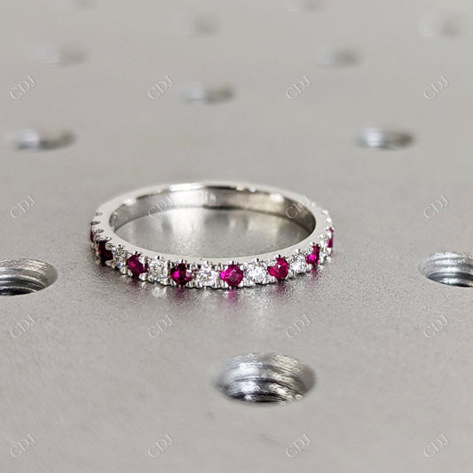14k Gold Ruby Eternity Diamond Wedding Band  customdiamjewel   