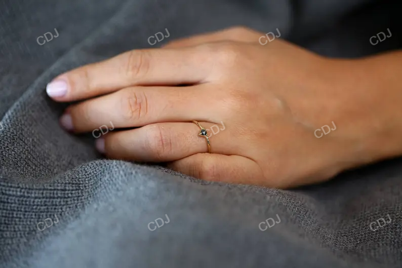 0.11CTW Rose Cut Lab Grown Diamond Black Onyx Gemstone Solitaire Ring  customdiamjewel   