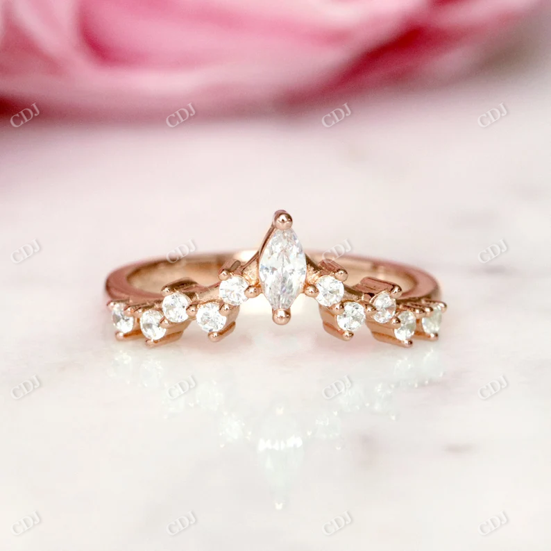 Rose Gold Lab Grown Marquise Diamond Wedding Band  customdiamjewel 10KT Rose Gold VVS-EF