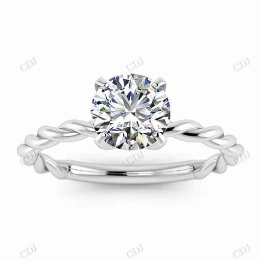 Antique Cut Moissanite Infinite Twisted Band Solitaire Ring  customdiamjewel 10KT White Gold VVS-EF