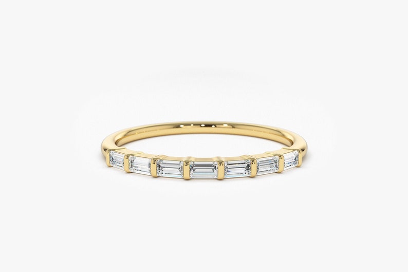 0.27CTW Baguette Cut Natural Diamond Half Eternity Band  customdiamjewel 10KT Yellow Gold VVS-EF