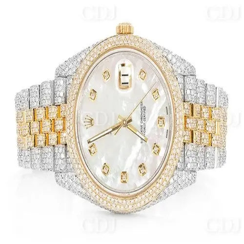 Yellow White Iced Out Rolex Hip Hop Diamonds Watch (15.99 CTW) customdiamjewel