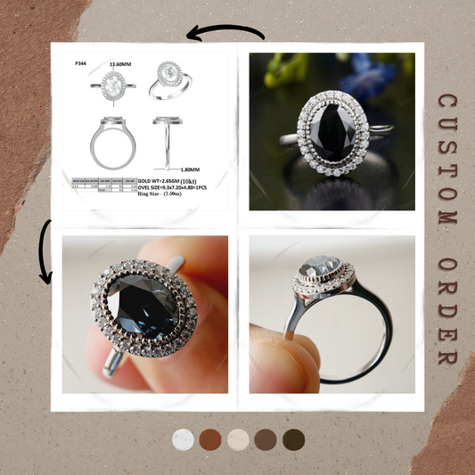 Oval Salt And Pepper Dark Eva Grey Moissanite Engagement Ring  customdiamjewel   
