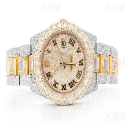 Yellow White Ice Out One Row Bezel Rolex Watch (19.36CTW) customdiamjewel