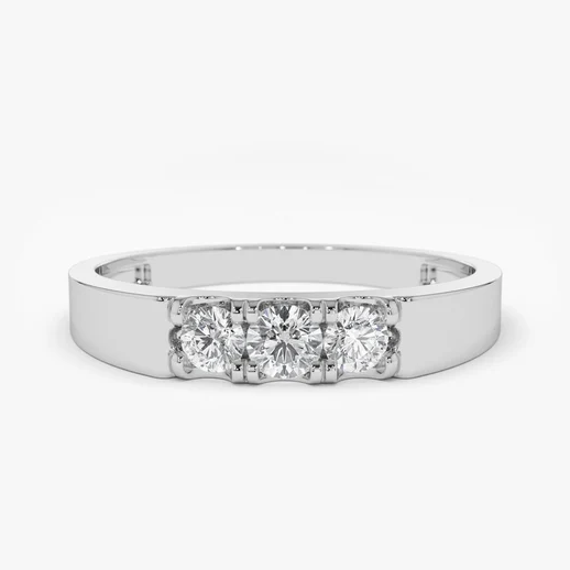 0.20CTW Minimalist Lab Grown Diamond 3 Stone Promise Wedding Band  customdiamjewel 10KT White Gold VVS-EF