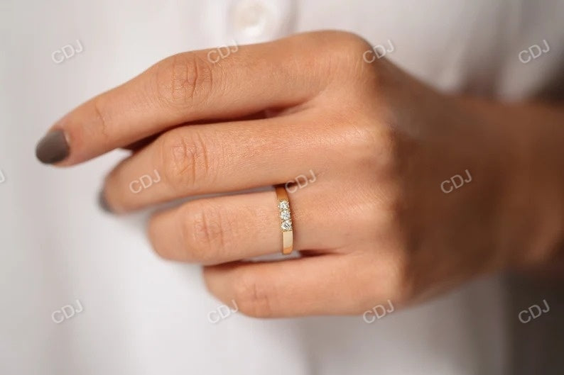 14K Gold 3 Stone Pinky Finger Diamond Wedding Ring  customdiamjewel   