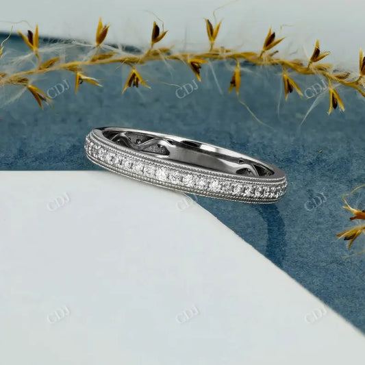 0.35CTW Round Cut Lab Grown Diamond Miligrain Eternity Band  customdiamjewel 10KT White Gold VVS-EF