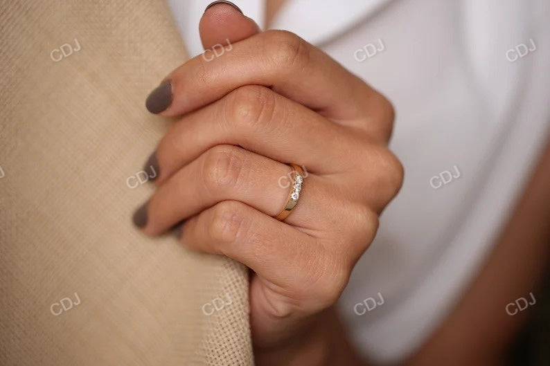 14K Gold 3 Stone Pinky Finger Diamond Wedding Ring  customdiamjewel   