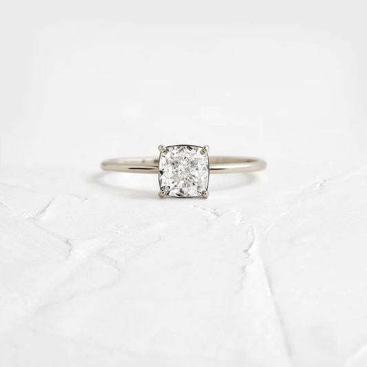 Cushion Cut Moissanite Solitaire Wedding Ring  customdiamjewel 10KT White Gold VVS-EF