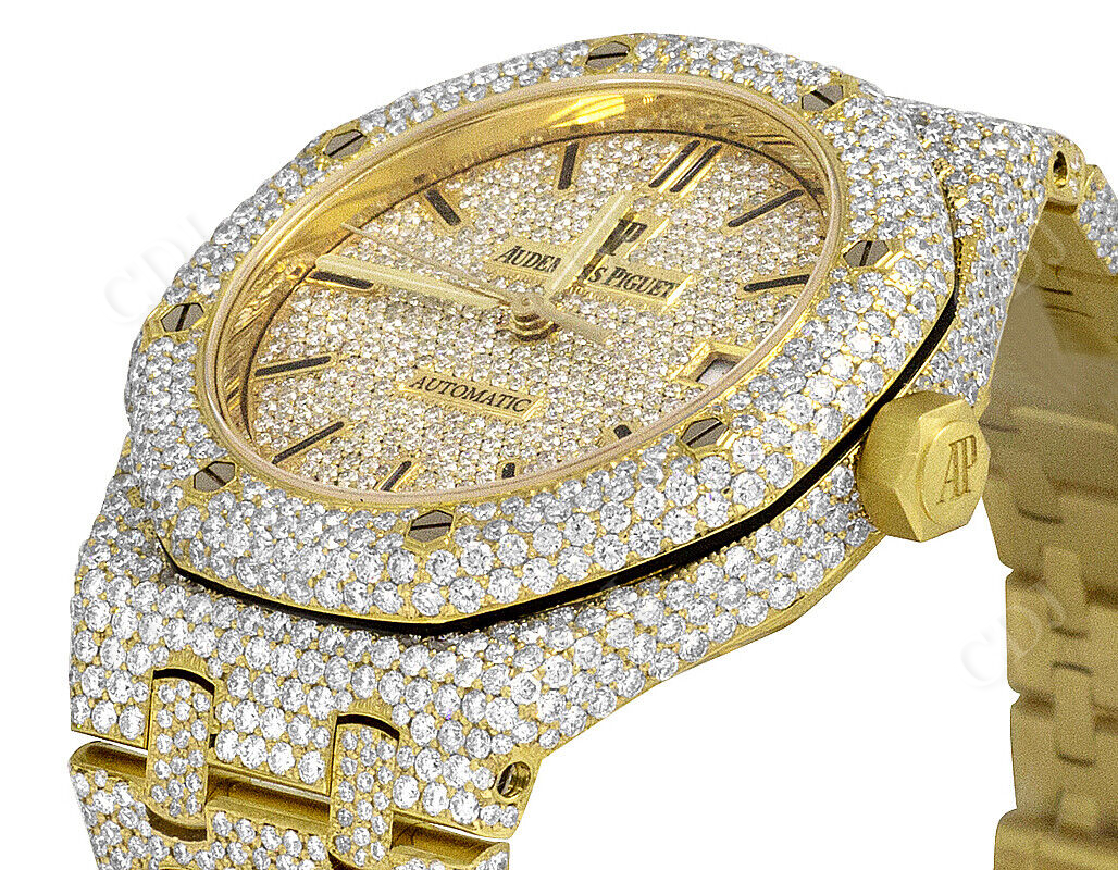 Yellow Gold Hip Hop AP Diamond Watch (25.75 CTW)