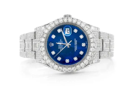 Blue Dial Hip Hop Rolex Diamond Watch At Wholesale Price (22.95CTW) customdiamjewel