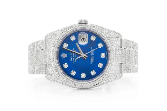 High Quality Blue Dial Full White Rolex Diamond Watch (14.50CTW) customdiamjewel