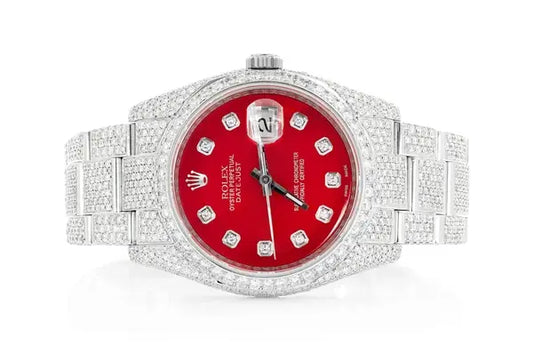 Premium Rolex Hip Hop Red Dial Moissanite Watch (16.75CTW) customdiamjewel